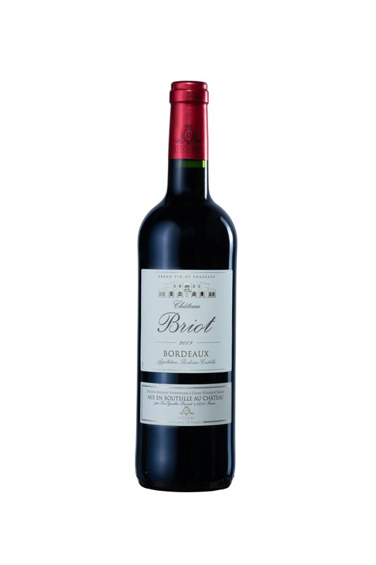 Bordeaux red wine bottle on a white background, e-commerce packshot